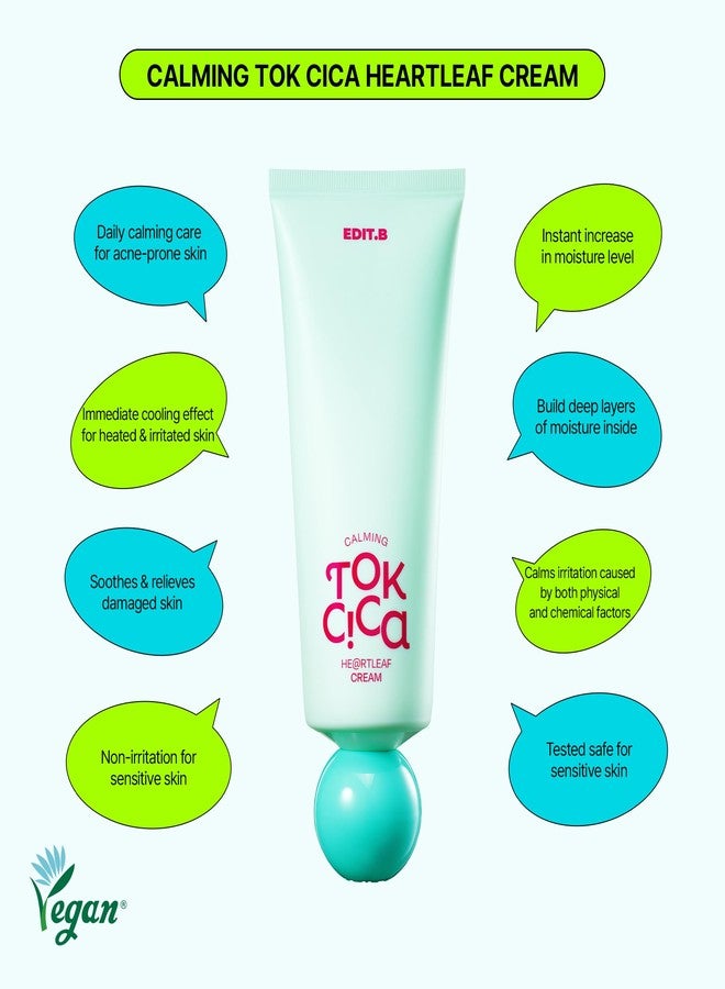 EDIT.B Calming Tok Cica Heartleaf Cream, Instant Cooling & Deep Hydrating Facial Cream for Sensitive Skin, Lightweight Soothing & Relief Moisturizer, Korean Daily Skin Care (3.38 fl.oz. / 100ml) - Image 2
